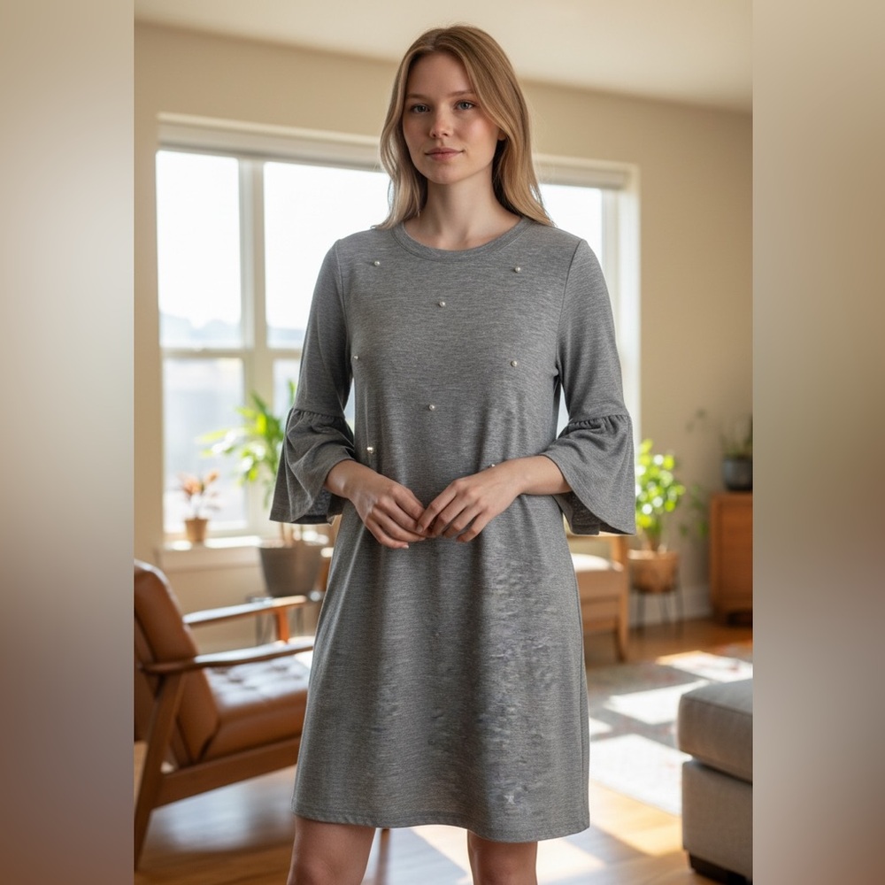 Chic Long Sleeve Gray Dress